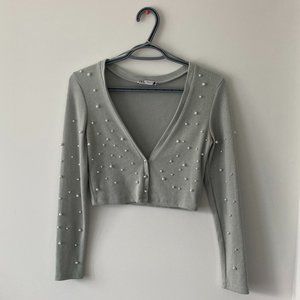 Zara Pearl Embroidered Cardigan